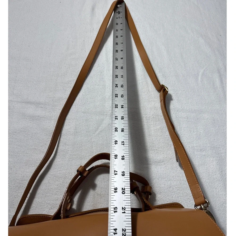 Nardelli Italy Tan Leather Satchel Crossbody Bag Cognac Gold Hardware Medium